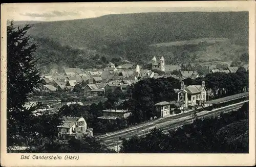 Ak Bad Gandersheim am Harz, Gesamtansicht mit Bahnhof