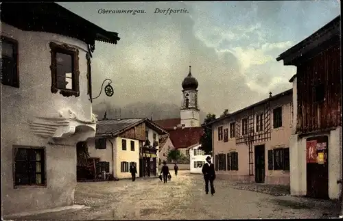 Ak Oberammergau in Oberbayern, Dorfpartie