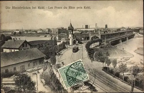 Ak Kehl am Rhein, Rheinbrücken