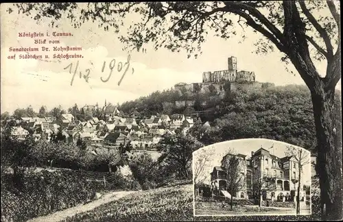 Ak Königstein im Taunus, Stadt und Schlossruine, Sanatorium Dr. Kohnstamm