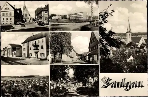 Ak Bad Saulgau in Oberschwaben, Siedlung, Schule, Krankenhaus, Kirche, Hauptstraße