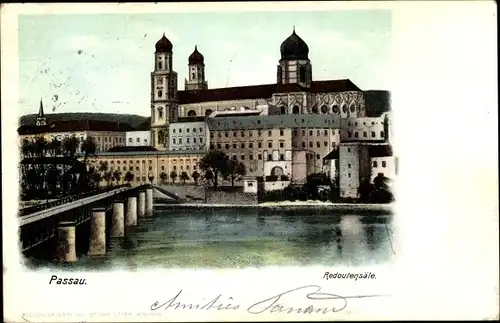 Ak Passau in Niederbayern, Redoutensäle, Dom, Uferpartie