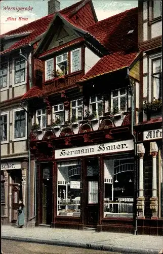 Ak Wernigerode Harz, Geschäft Hermann Sauer, Außen