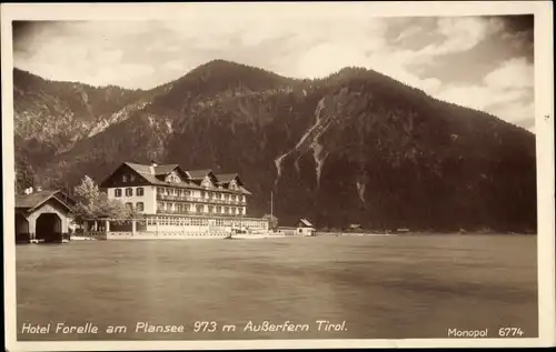 Ak Außerfern Tirol, Hotel Forelle am Plansee 973 m
