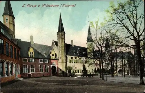 Ak Middelburg Zeeland Niederlande, Blick auf die Abtei, Platz, l'Abbaye