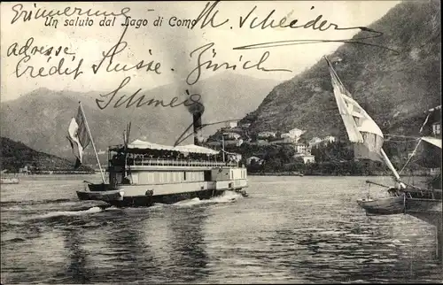 Ak Lago di Como Lombardia, See, Dampfer