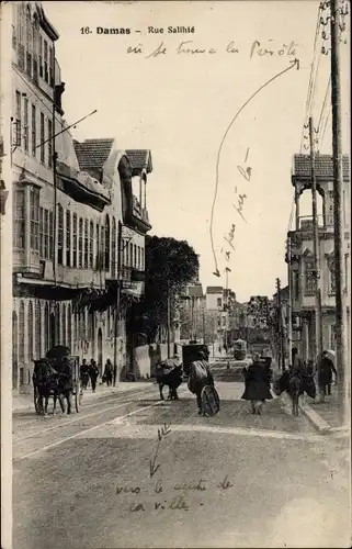 Ak Damaskus Syrien, Rue Salihié, Straßenpartie in der Stadt