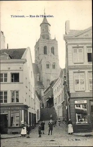 Ak Tirlemont Flämisch Brabant Flandern, Rue de l'Escalier, Tabac Geschäft