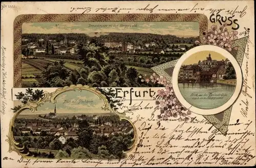 Litho Erfurt in Thüringen, Gesamtansicht vom Ort, Blumen