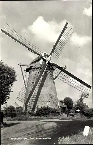 Ak Rockanje aan Zee Südholland Niederlande, Korenmolen, Windmühle