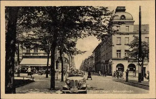 Ak Plauen im Vogtland, Partie auf der Johannstraße, Auto Kennzeichen V 10509, Drogerie