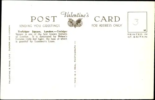Ak London City England, Trafalgar Square