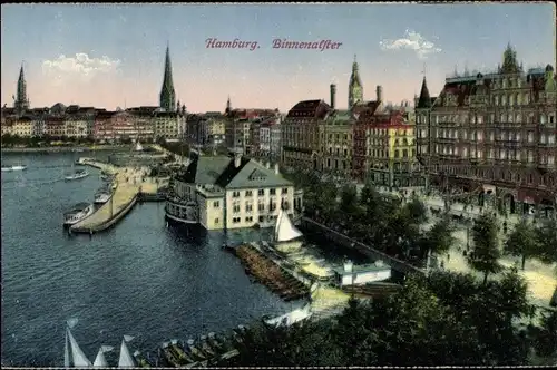 Ak Hamburg Mitte Altstadt, Binnenalster, Panorama