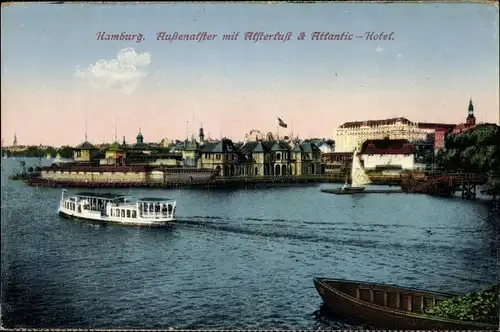 Ak Hamburg Mitte Altstadt, Außenalster mit Alsterluft u. Atlantic Hotel