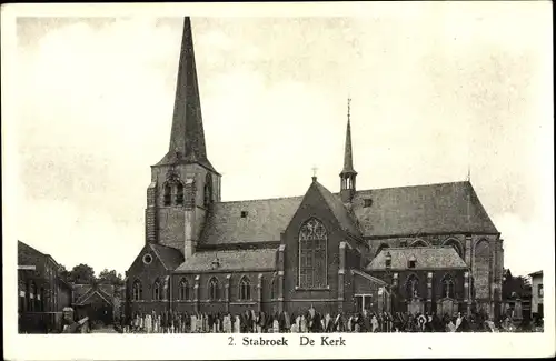 Ak Stabroeck Stabroek Flandern Antwerpen, De Kerk, Gräber