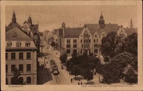 Ak Düsseldorf, Graf Adolfplatz mit Oberpostdirektion