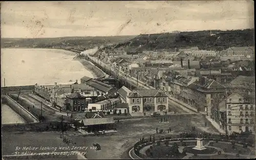 Ak Saint Helier Kanalinsel Jersey, looking West, Panorama