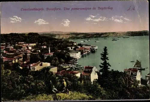 Ak Konstantinopel Istanbul Türkei, Bosphore, Vue panoramique de Beylerbey