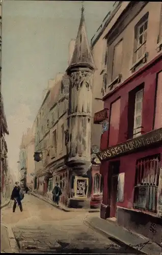 Ak Paris IV., Cabaret grille, 52 Rue Vieille-du-Temple, Vins Restaurant, Häuser