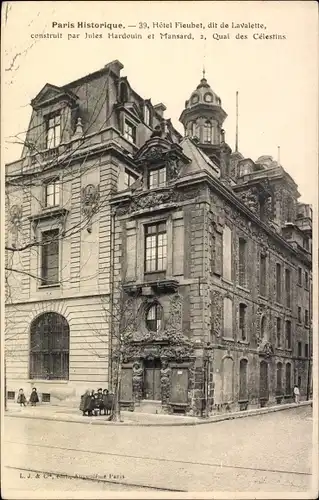 Ak Paris IV, Paris Historique, 39, Hotel Fleubet, dit de Lavalette, construit par Jules Hardouin