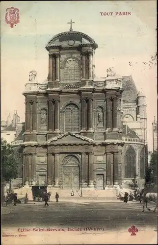 Ak Paris IV, Eglise Saint-Gervais, facade, Kirche, Außenansicht