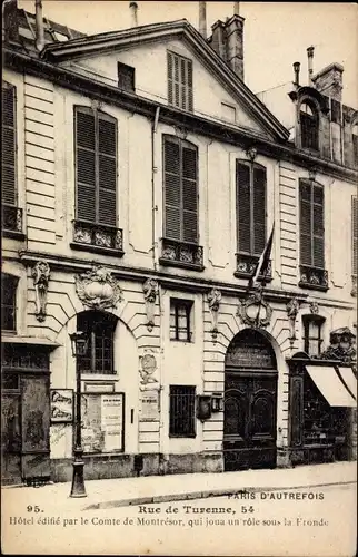 Ak Paris Temple, Rue de Turenne 54, Hotel edifie par le Comte de Montresor, Außenansicht