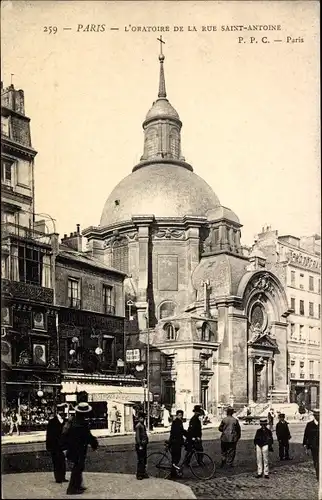 Ak Paris IV, L'Oratoire de la Rue Saint-Antoine, Straßenszene