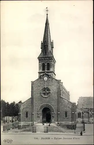 Ak Paris XVIII Montmartre, Eglise Jeanne d'Arc, Kirche, Außenansicht