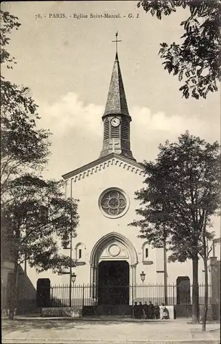 Ak Paris XIII, Eglise Saint-Marcel, Außenansicht