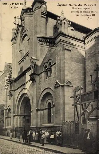 Ak Paris XIV Observatoire, Eglise Notre-Dame du Travail, Rue Vercingetorix, Kirche, Außenansicht