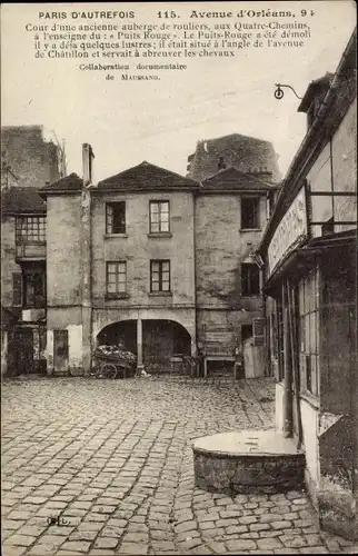 Ak Paris XIV Observatoire, 115. Avenue d'Orleans, Cour d'une ancienne auberge, Innenhof