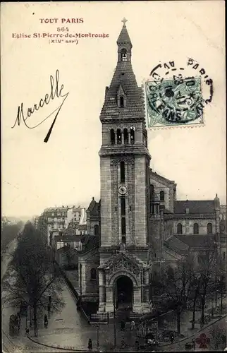 Ak Paris XIV Observatoire, Eglise St.-Pierre-de-Montrouce, Kirche, Außenansicht