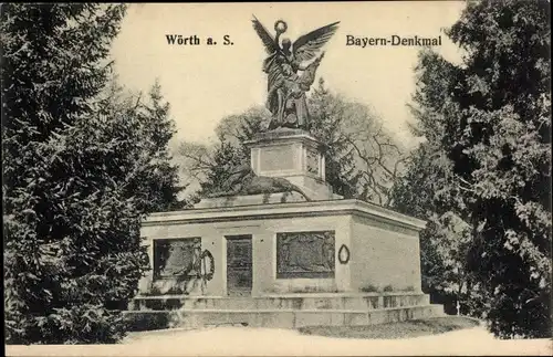 Ak Wörth an der Sauer Elsass, Bayern-Denkmal, Gasthof Jägerzusammenkunft, Fröschweiler
