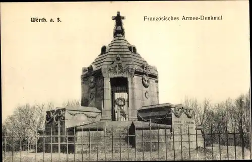 Ak Wœrth sur Sauer Woerth Wörth an der Sauer Elsass Bas Rhin, französisches Armee-Denkmal