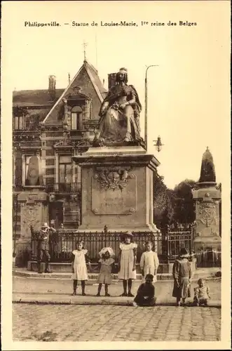 Ak Philippeville Wallonien Namur, Statue de Louise Marie, Kinder