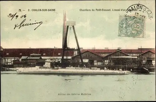 Ak Chalon sur Saône Saône et Loire, Chantiers du Petit-Creuset, Werftanlage