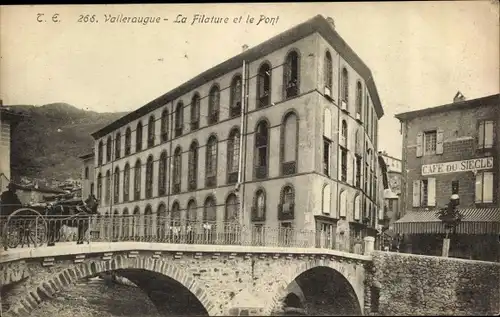 Ak Valleraugue Val d’Aigoual Gard, La Filature et le Pont, Cafe du Siecle