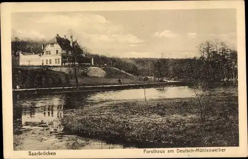 Ak Saarbrücken im Saarland, Forsthaus am Deutsch Mühlenweiher