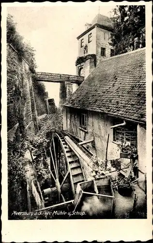 Ak Meersburg am Bodensee, alte Mühle mit Schloss