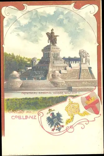 Ak Koblenz am Rhein, Kaiser Wilhelm Denkmal, Wappen