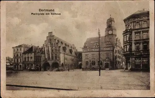 Ak Dortmund im Ruhrgebiet, Marktplatz und Rathaus