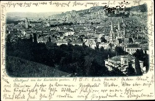 Ak Stuttgart in Württemberg,  Blick von der Karlshöhe