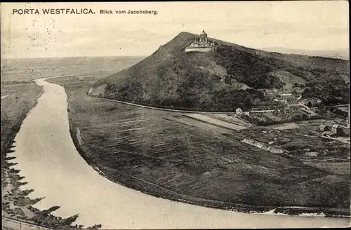 Ak Porta Westfalica an der Weser, Kaiser-Wilhelm-Denkmal, Blick vom Jacobsberg