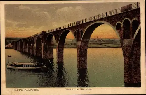 Ak Möhnesee in Westfalen, Möhnetalsperre, Viadukt bei Körbecke