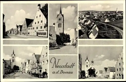 Ak Neustadt an der Donau Niederbayern, Ortsansicht, Straßenansicht, Kirche