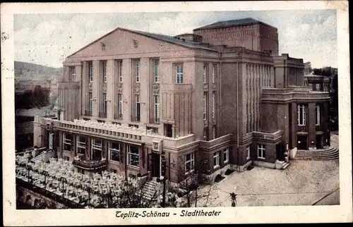 Ak Teplice Šanov Teplitz Schönau Region Aussig, Stadttheater, Außenansicht