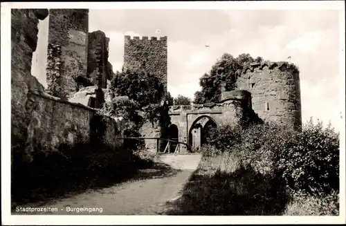 Ak Stadtprozelten am Main Unterfranken, Burgeingang