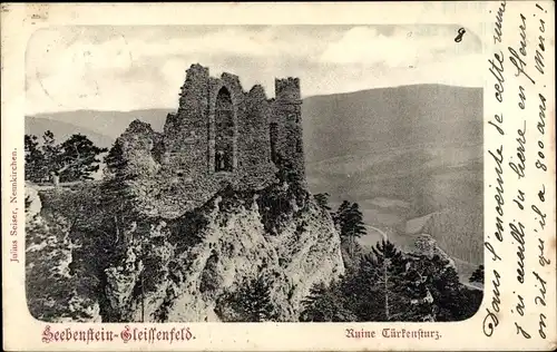Ak Seebenstein in Niederösterreich, Ruine Türkensturz