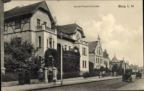 Ak Burg bei Magdeburg, Kaiser Friedrich Straße, Kutsche