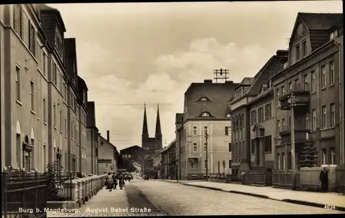 Ak Burg bei Magdeburg, August Bebel Straße